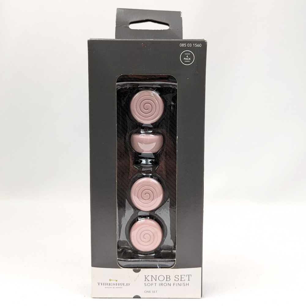 Threshold Round Swirl Knobs Nursery Baby Kids Bedroom Whimsical Pink 4 Knobs NIB